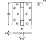 Hi-Load Butt Hinge Sqr 100x86mm 304 SSS