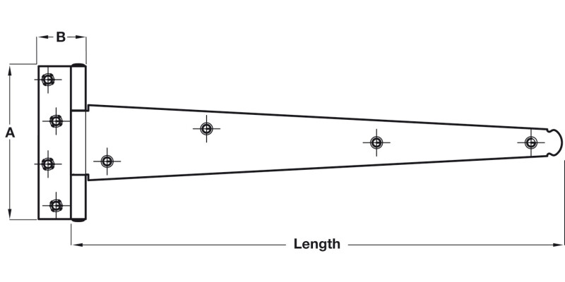 Med Pattern Tee Hinge 358x115mm St Blk