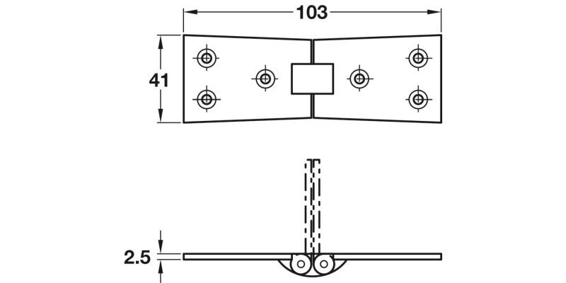 Counterflap Hinge 102x38mm Brass SC