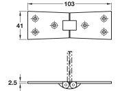 Counterflap Hinge 102x38mm Brass SC