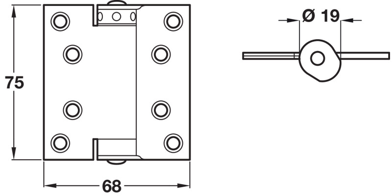 Spring Hinges Sgl Act 75x68mm Silver