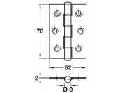 Butt Hinge Sqr 76x52mm 304 SSS