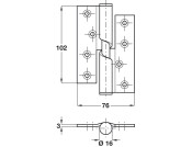 Butt Hinge Rising 102x76mm CW 304 SSS