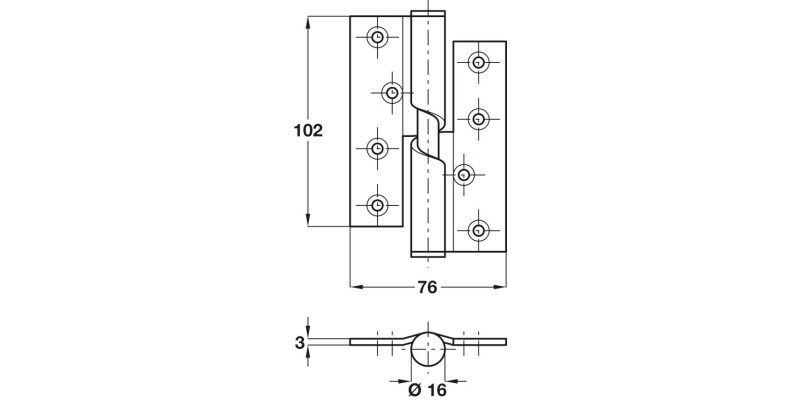Butt Hinge Rising 102x76mm ACW 304 SSS