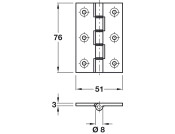 Butt Hinge DPBW D8x76x51mm Ext Brs IMBA