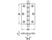 Butt Hinge Ball BB 76x50mm Brs IMB