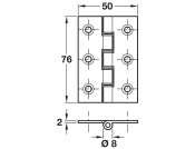 Butt Hinge DSSW Sqr 76x50mm SS PSS