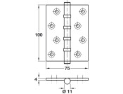 Butt Hinge BB Sqr 100x75mm Brs Blk