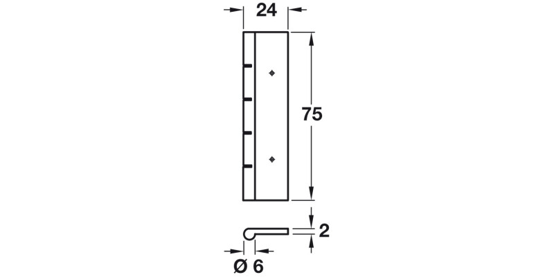 Dummy Hinge 75x24mm Brass Satin Chr Plt
