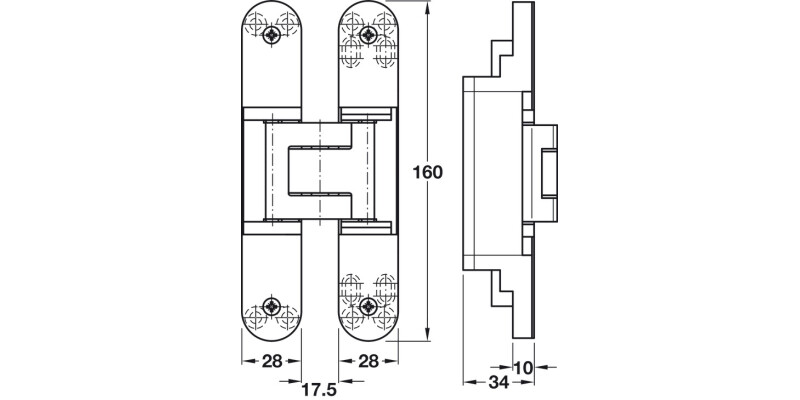 Tectus TE340 3D FR 180D Hinge M.Chr