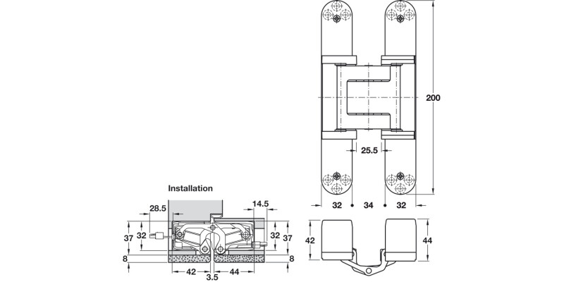Tectus TE540 3D A8 180D Energy Hinge SSS