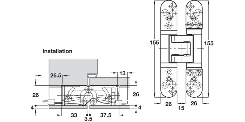 Tectus TE526 3D 180D Conductor Hinge SSS