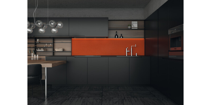 AluSplash™ Splashback, Elements Aluminium, Matt Alusplash, 800 x 900 mm Matt Forest green/Autumn leaves