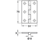 Unwashered BRASS Butt Hinge Heavy Gauge 76x50mm Self colour brasse