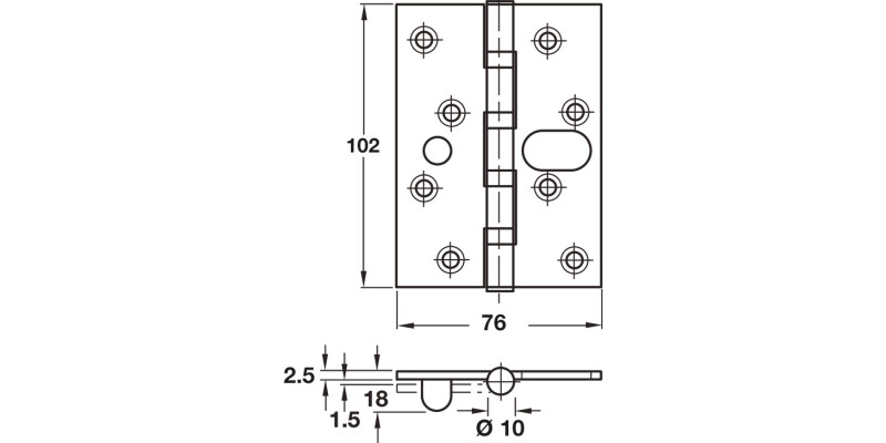 Phoenix SL Butt SHng Sq 102x76mm 304 SSS