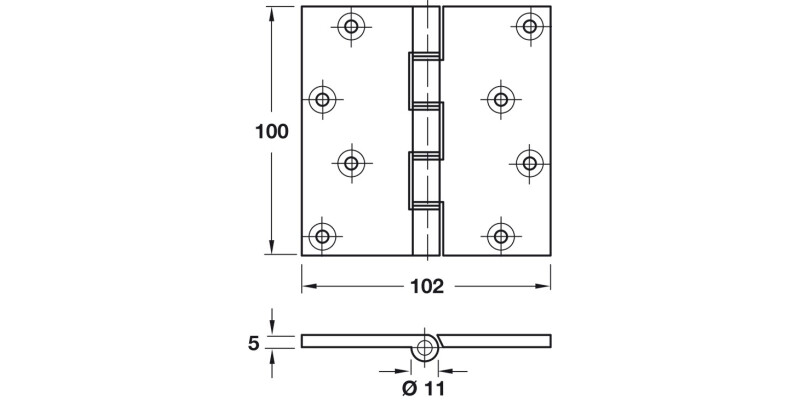 Butt Hinge Proj DPBW 100x103mm Brs SC