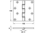 Butt Hinge Proj DPBW 100x103mm Brs SC