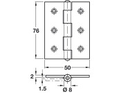 Butt Hinge Plain Sqr 76x50mm 304 SSS