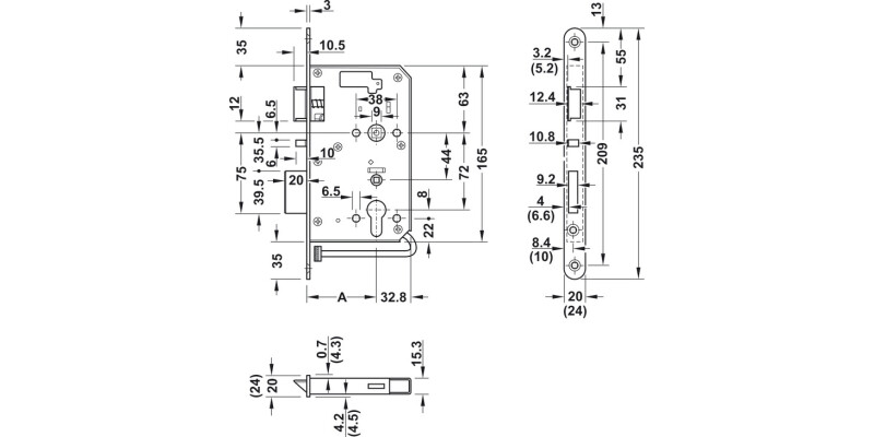Dialock DT700/710 Mortice DR In SSS
