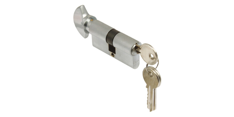 Profile Cylinder and Thumbturn, Key One Side, Turn the Other, Brass