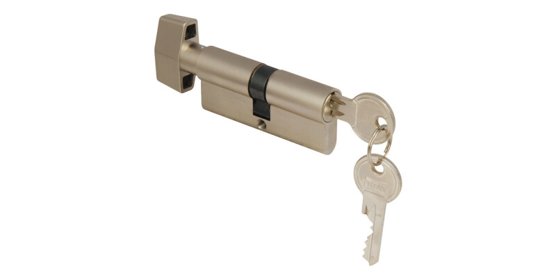 Profile Cylinder, Key One Side, Thumbturn Other Side, with Anti-Drilling Protect