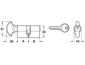 Pro Cyl Key+Turn One 30x30mm Brs SN Dif