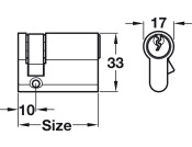 Euro Sgl Cylinder 10x45mm Brass Dif