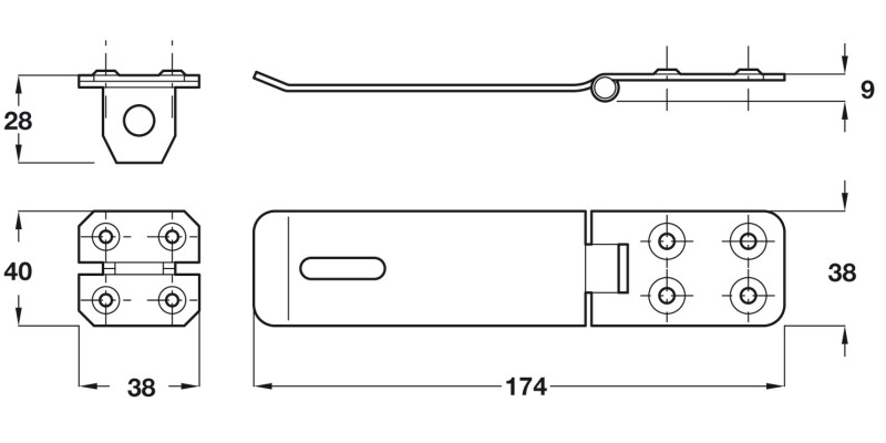 Safety Hasp+Staple 174mm St Blk Ant