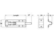 Tower Bolt 160mm Straight M.St Black