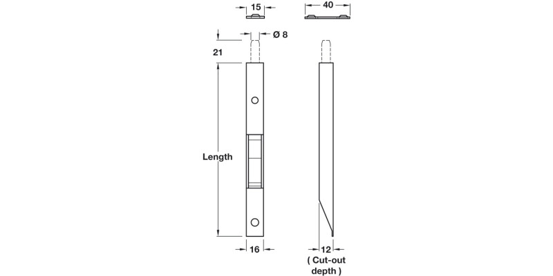 Sunk Slide Flushbolt 164x16mm St NP