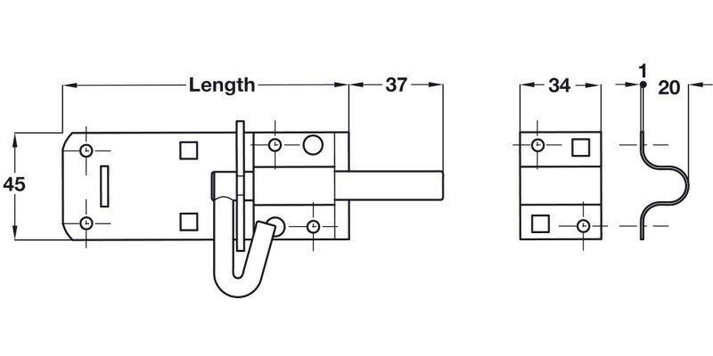 Brenton Pat Padlock Bolt 122x45mm St Blk