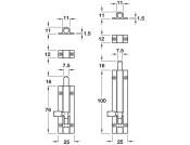 Barrel Bolt Straight 25x76mm Brass SC