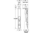 Lvr Act Flushbolt 203x19x38mm Brs PB