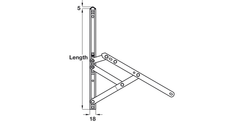 Friction Hinge Std Top Hung 255mm 430 SS