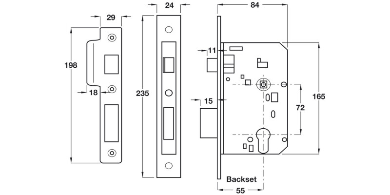 Mortice Cyl Escape Sashlock 84mm SSS