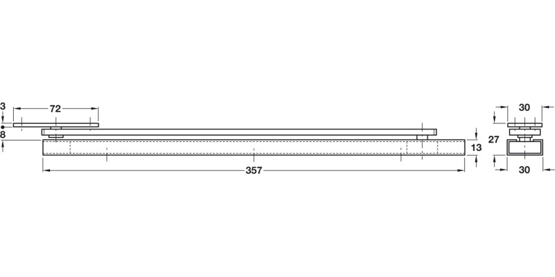 Mortice OH Limit Stay 90D Sgl/Dbl SZP