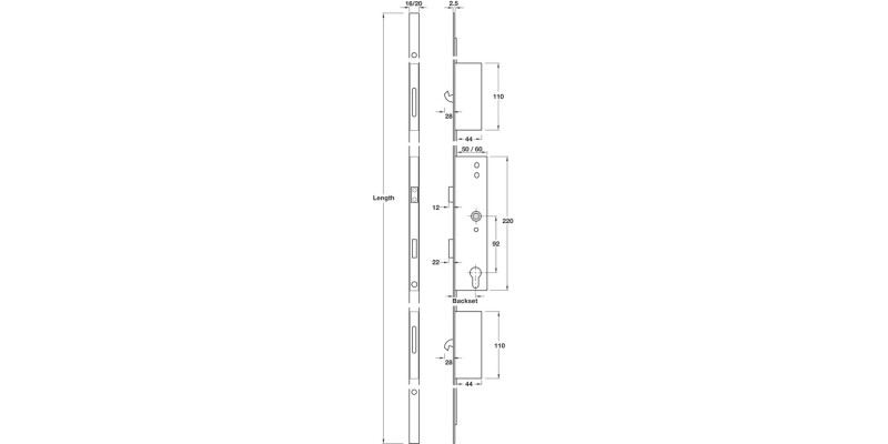 Multipoint 3 Mort Lock 35mm 2100x16mm