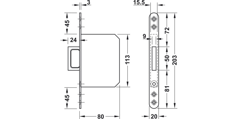 Mortice Spring Loaded Handle MSS