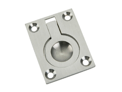 Flush Ring Pull Handle, 50 x 38 x 11 mm, Brass