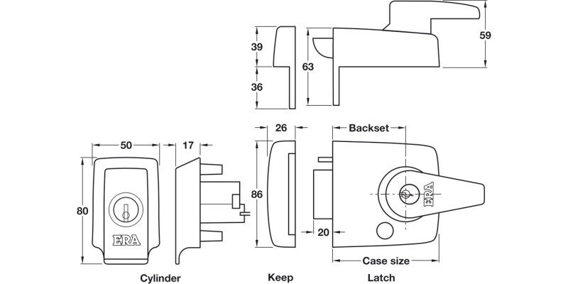 BS 8621 Nightlatch Keyless 60/90mm SC