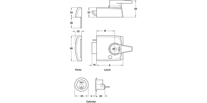 Dbl Lock Rim Nightlatch 90/90mm SN/SC