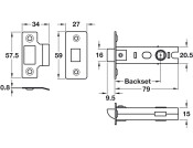 Tubular Mortice Latch 57.5/79mm Black