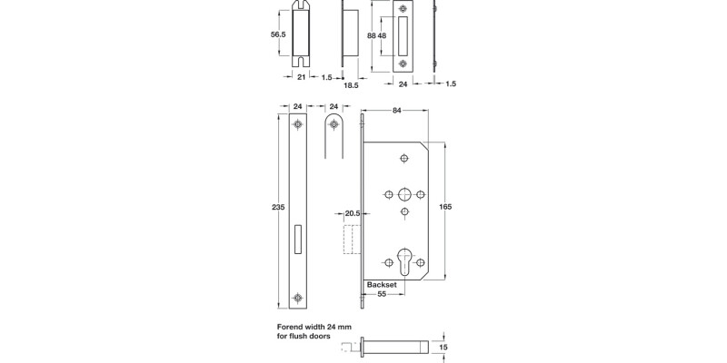 Startec DIN Mortice Deadlock 55/54mm SSS
