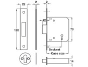 Deadlock+Keys 3 Lvr Mortice 47/66mm NP