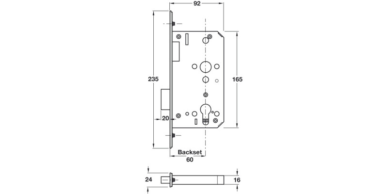 Startec Mort Cyl Deadlock Rd 60/92mm SSS