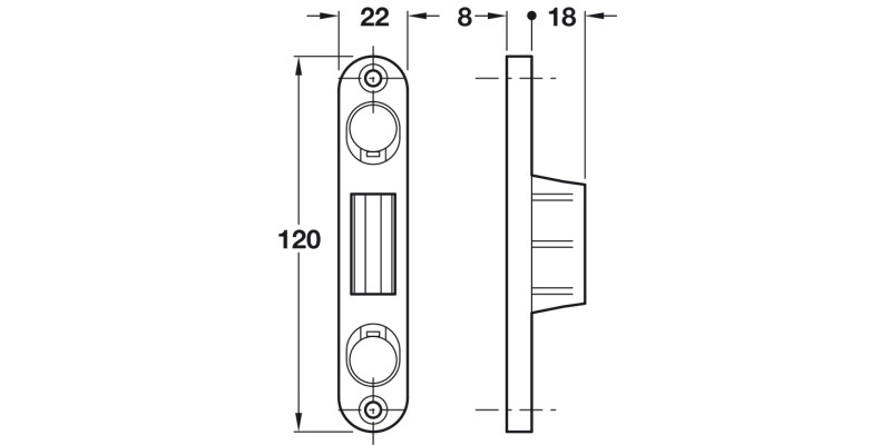 Hook Keep 120x22x8mm St BZP