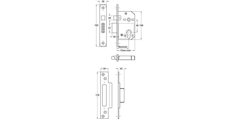 Mortice Sashlock Case Only 56/79mm SSS