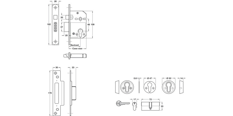 Secure Mortice Cyl Sashlock 56/79mm SSS