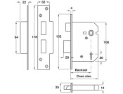 5 Lvr Mortice Sashlock 76mm Spr SB Dif