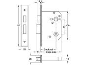 Modular Mortice WC Lock Std 76mm SSS